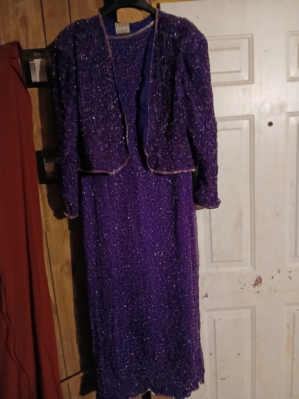 Vintage Carina By Barry Lee Beaded Purple Dress With Jacket